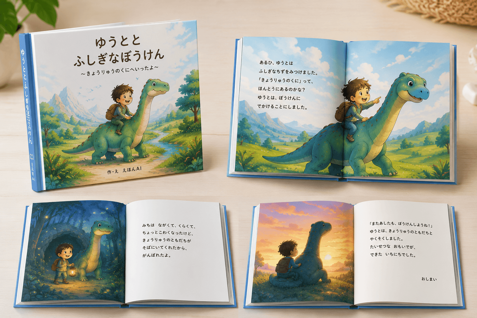 えほんAIの製本サンプル — 実際に印刷・製本されたえほんのイメージ